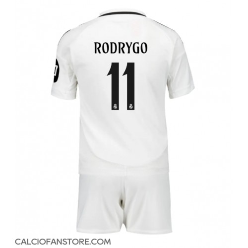 Maglia Calcio Real Madrid Rodrygo Goes #11 Prima Divisa Bambino 2024-25 Manica Corta (+ pantaloncini)